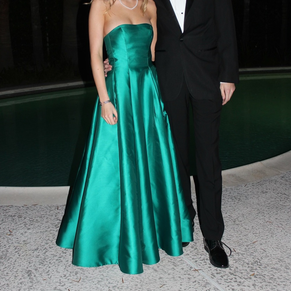 Elegant Teal Satin Gown SHERRI HILL